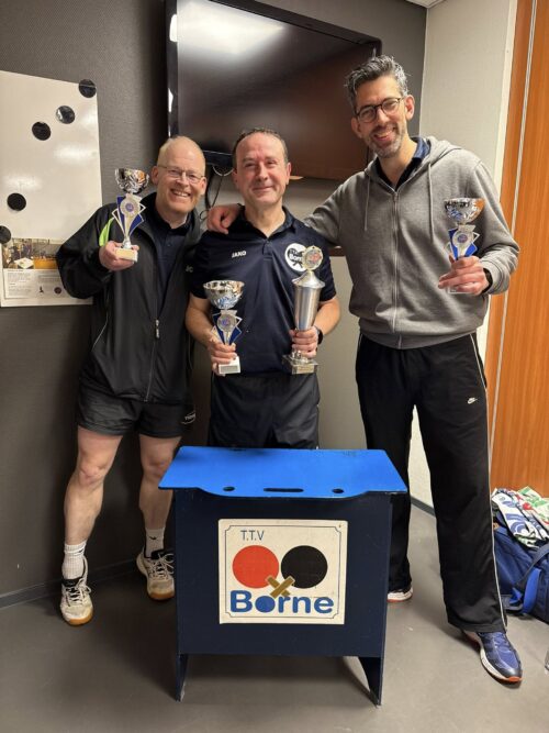 De nummer 1 t/m 3 bij de clubkampioenschappen TTV Borne 2026