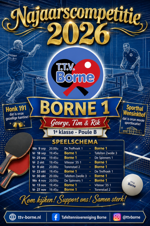 Najaarscompetitie 2026 - Senioren - Borne 1