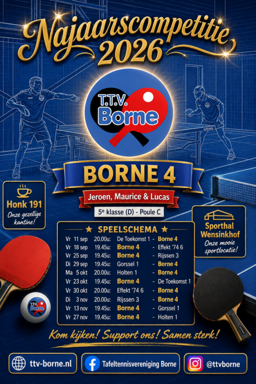 Najaarscompetitie 2026 - Senioren - Borne 4
