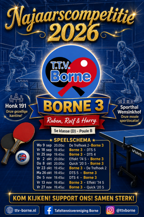 Najaarscompetitie 2026 - Senioren - Borne 3
